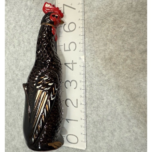 VTG Rooster Oil Vinegar Cruet Set Ceramic Farmhouse Kitchen Decor 7" Chickens - Picture 9 of 13